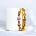 Bridal Antique Gold Plated Floral Ruby Emerald Bangle