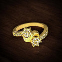 Attractive Gold Plated White Stone Floral Ring