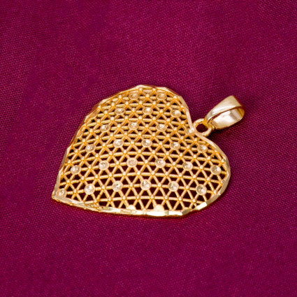 Gold Plated Designer Net Heart Pendant
