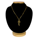 Simple Gold Plated Gopi Stone Pendant Chain