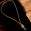 Simple Gold Plated Gopi Stone Pendant Chain