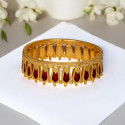 Premium Gold Plated Red Nagapadam CZ Broad Bangle