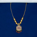 Alluring Gold Plated Hexagonal Pendant Chain Necklace