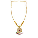 Alluring Gold Plated Hexagonal Pendant Chain Necklace