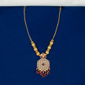 Alluring Gold Plated Hexagonal Pendant Chain Necklace