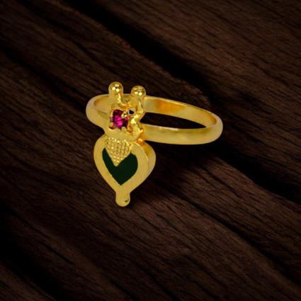 Ethnic Gold Plated Heart Enamel Finger Ring