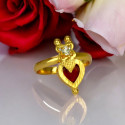 Ethnic Gold Plated Heart Enamel Finger Ring