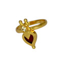 Ethnic Gold Plated Heart Enamel Finger Ring