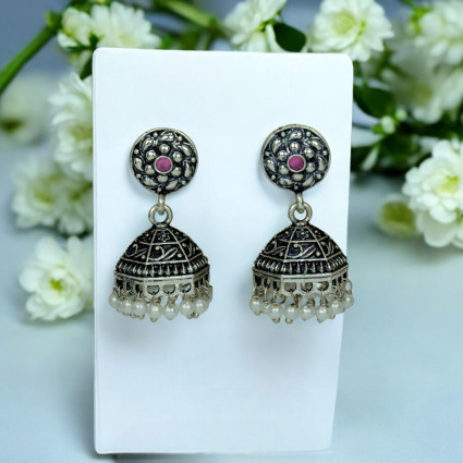 Fashion Black Metal Oxidized Jimikki/Jhumka Earrings
