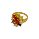 Classic Gold Plated Floral Navratna Model Ladies Finger Ring