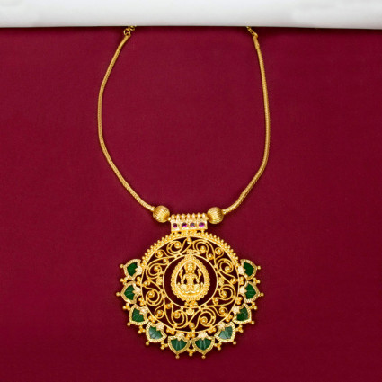 Traditional Gold Plated Lakshmi Palakka Pendant Necklace for Women