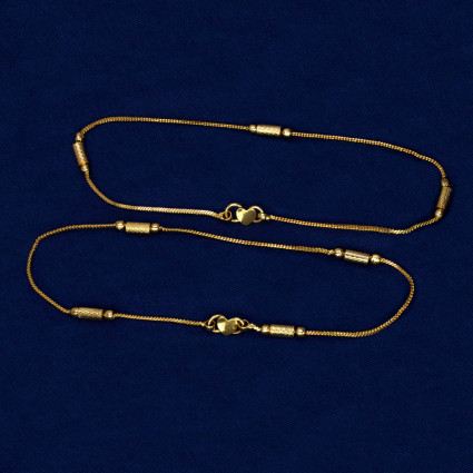 Cylindrical Design Sleek Gold Plated Anklets