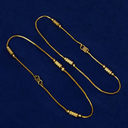 Cylindrical Design Delicate Gold Plated Anklets