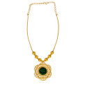Ethnic Gold Plated Enamel Floral Pendant Necklace