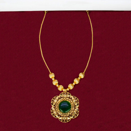 Ethnic Gold Plated Enamel Floral Pendant Necklace