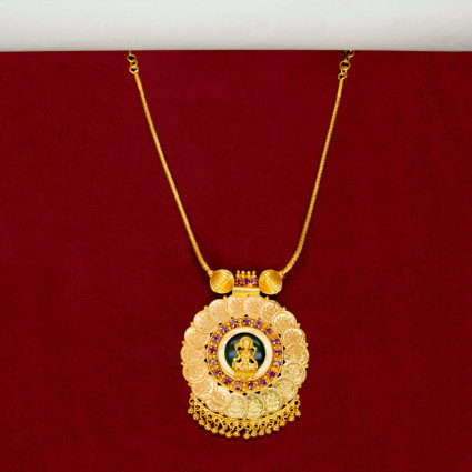 Traditional Gold-Plated Lakshmi Kasu Pendant Necklace