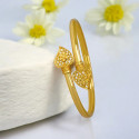 Elegant Gold Plated Floral Heart Open Bangle