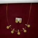 Gold Plated CZ Head Coin Kasu Necklace Set