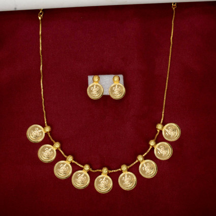 Gold Plated Lakshmi Coin Kasumala Cash Necklace Set