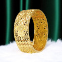 Floral Premium Gold Plated Broad Bridal Screw Bangle