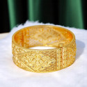Floral Premium Gold Plated Broad Bridal Screw Bangle