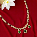 Round Cubic Zirconia Necklace with Emerald Stones
