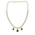 Round Cubic Zirconia Necklace with Emerald Stones