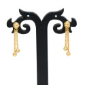 Designer Button Stud Box Chain Hanging Golden Drop Earrings
