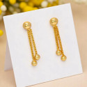 Designer Button Stud Box Chain Hanging Golden Drop Earrings