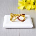 Dual-Triangle Gold-Plated Stone Finger Ring