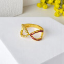 Dual-Triangle Gold-Plated Stone Finger Ring