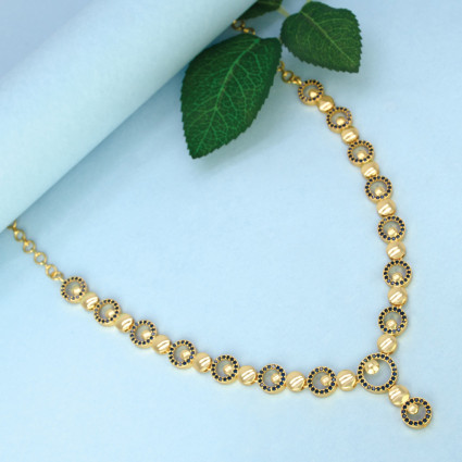 Premium Fashion Gold Plated Round Design Stone Necklace