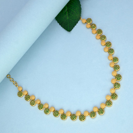Alluring Round Gold Plated Jaipur Stone Necklace