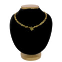 Elegant Gold Plated Leaves Design Stone Necklace