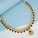 Kerala Traditional CZ Red Palakka Necklace With Pendant