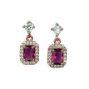 Fashionable Cz Square Stone Drop Earrings