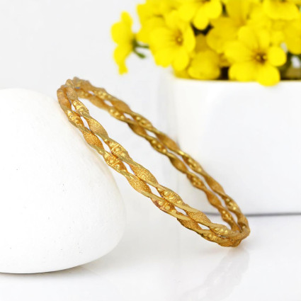 Elegant Gold Plated Designer Spiral Bangles