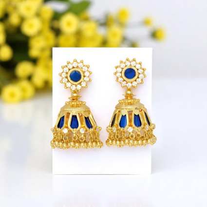 Kerala Bridal Nagapadam Jhumka Earrings with Stones