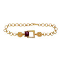 Stylish Gold Plated Square CZ Stone Ladies Bracelet