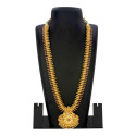 Ravishing Gold Plated Net Ruby Pendant Long Necklace