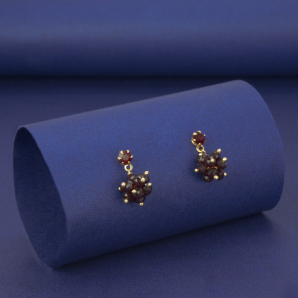 Small Gold Plated Fashion Maroon Crystal Drop Earrings