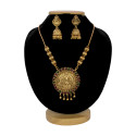 Antique Gold Plated Kemp Stones Lakshmi Pendant Necklace Set