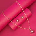 Gold Plated Floral Pendant Set