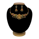 Antique Lakshmi Ruby Emerald CZ choker Necklace Set