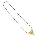 Elegant Gold Plated CZ Twin Peacock Pendant Mangalsutra
