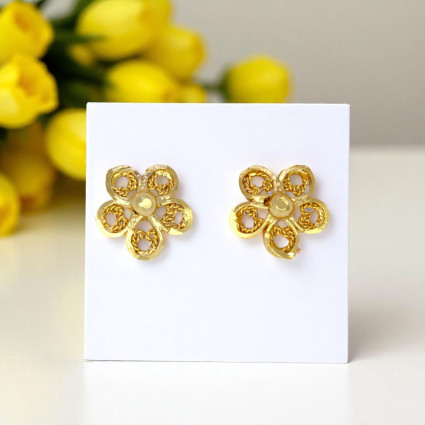 Gold Plated Floral Stud Earrings