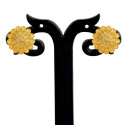 Trendy Gold Plated Floral Round Ear Studs