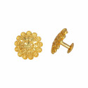 Trendy Gold Plated Floral Round Ear Studs