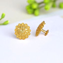 Trendy Gold Plated Floral Round Ear Studs