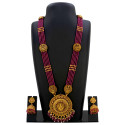 Multi-Strand Pink Hydro Beads Lakshmi Long Necklace Set